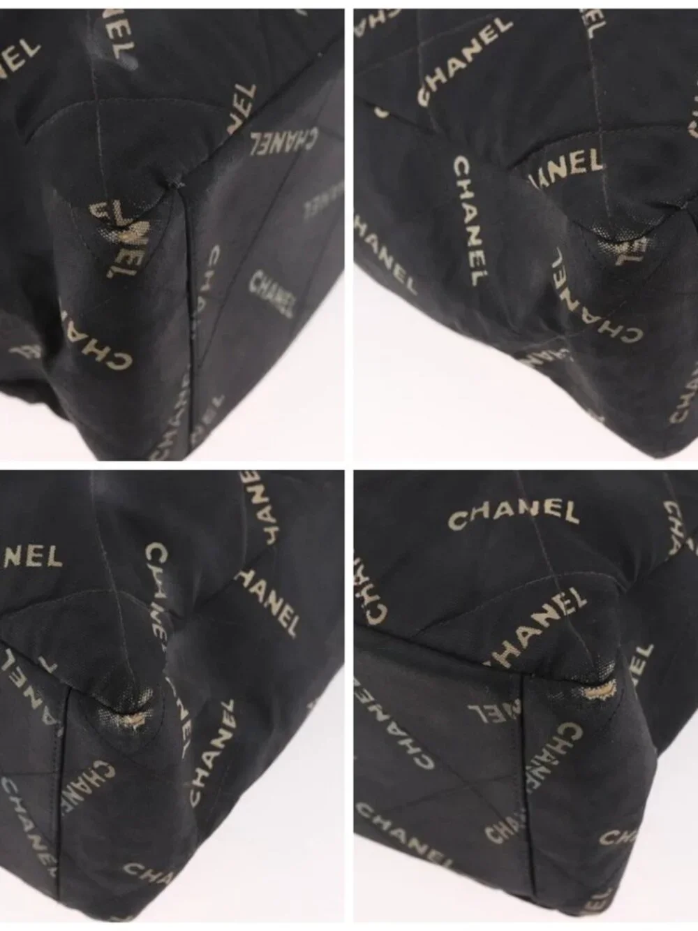 CHANEL Matelasse Chain Tote Bag Coated Canvas Black Gold CC Auth bs35682